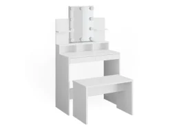 Vicco Schminktisch Ania Weiß 80 cm mit LED Beleuchtung und Bank