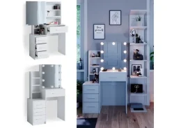 Vicco Schminktisch Conrada Weiß 36 cm mit LED Beleuchtung