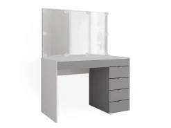 Vicco Schminktisch Elise Weiß/Grau/Grau/Grau 115 cm mit LED Beleuchtung