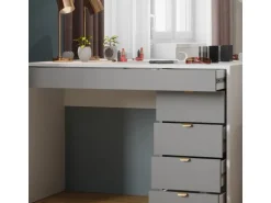 Vicco Schminktisch Elise Weiß/Grau/Grau/Grau 115 cm mit LED Beleuchtung