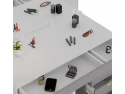 Vicco Schminktisch Elise Weiß/Grau/Grau/Grau 115 cm mit LED Beleuchtung