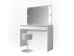 Vicco Schminktisch Emma Weiß 120 cm mit LED Beleuchtung und Hocker