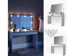 Vicco Schminktisch Emma Weiß 120 cm mit LED Beleuchtung