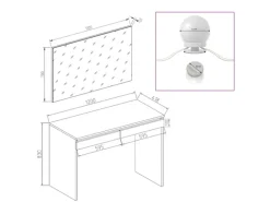 Vicco Schminktisch Emma Weiß 120 cm mit LED Beleuchtung