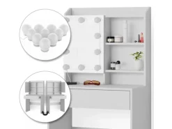 Vicco Schminktisch Laura Weiß 70 cm mit LED Beleuchtung