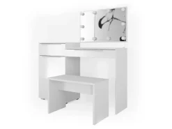 Vicco Schminktisch Lilli Weiß 135 cm mit LED Beleuchtung und Bank