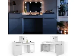 Vicco Schminktisch Lilli Weiß 190 cm mit LED Beleuchtung