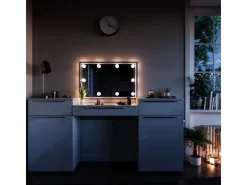 Vicco Schminktisch Lilli Weiß 190 cm mit LED Beleuchtung