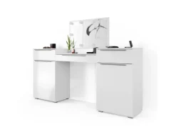 Vicco Schminktisch Lilli Weiß 190 cm mit LED Beleuchtung