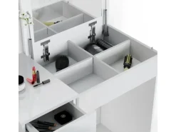 Vicco Schminktisch Lotos Weiß 117.4 cm mit LED Beleuchtung und Bank