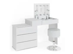 Vicco Schminktisch Lotos Weiß 117.4 cm mit LED Beleuchtung und Hocker