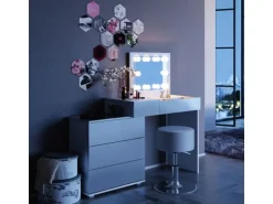 Vicco Schminktisch Lotos Weiß 117.4 cm mit LED Beleuchtung und Hocker