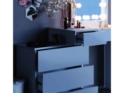 Vicco Schminktisch Lotos Weiß 117.4 cm mit LED Beleuchtung und Hocker