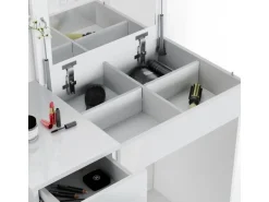 Vicco Schminktisch Lotos Weiß 117.4 cm mit LED Beleuchtung und Hocker