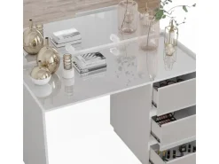 Vicco Schminktisch Marla Weiß Hochglanz 120 cm mit Spiegel LED-Lichterkette