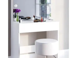 Vicco Schminktisch Melle Weiß 68 cm mit LED Beleuchtung und Hocker