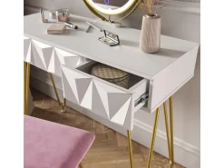 Vicco Schminktisch Ruby Weiß 100 cm mit LED Beleuchtung und Hocker