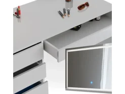 Vicco Schminktisch Sherry Weiß 120 cm mit LED Beleuchtung Opt 2