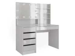 Vicco Schminktisch Sherry Weiß 55 cm mit LED Beleuchtung und Spiegelregal