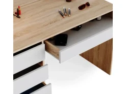 Vicco Schminktisch Sherry Weiß/Sonoma/Sonoma 55 cm mit LED Beleuchtung und Bank