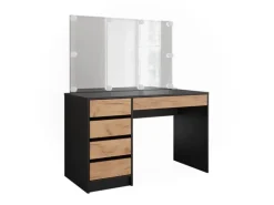 Vicco Schminktisch Sherry Anthrazit/Goldkraft Eiche 120 x 75 cm mit Spiegel & LED-Beleuchtung