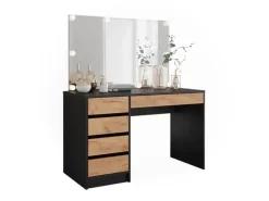 Vicco Schminktisch Sherry Anthrazit/Goldkraft Eiche 120 x 75 cm mit Spiegel & LED-Beleuchtung