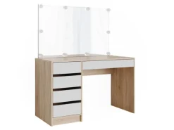 Vicco Schminktisch Sherry Weiß/Sonoma/Sonoma 120 cm mit LED Beleuchtung