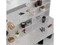 Vicco Schminktisch Sherry Weiß 55 cm mit LED Beleuchtung Hocker und Spiegelregal