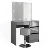 Vicco Schminktisch Sherry Grau/Grau Hochglanz 90 cm mit LED Beleuchtung und Hocker Opt 2