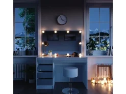 Vicco Schminktisch Sherry Weiß 120 cm mit LED Beleuchtung und Hocker