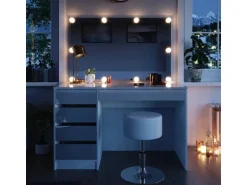 Vicco Schminktisch Sherry Weiß 120 cm mit LED Beleuchtung und Hocker