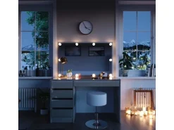 Vicco Schminktisch Sherry Greige 120 cm mit LED Beleuchtung und Hocker