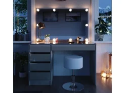 Vicco Schminktisch Sherry Greige 120 cm mit LED Beleuchtung und Hocker