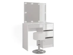 Vicco Schminktisch Sherry Weiß/Weiß 90 cm mit LED Beleuchtung und Hocker