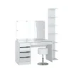 Vicco Schminktisch Sherry Weiß 4 Teile mit Aufbewahrungsregal Spiegel Hocker LED