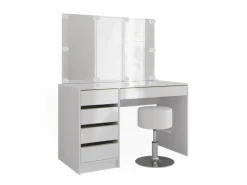 Vicco Schminktisch Sherry Weiß/Gold/Gold 120 cm mit LED Beleuchtung und Hocker