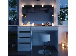 Vicco Schminktisch Sherry Weiß/Gold/Gold 120 cm mit LED Beleuchtung und Hocker