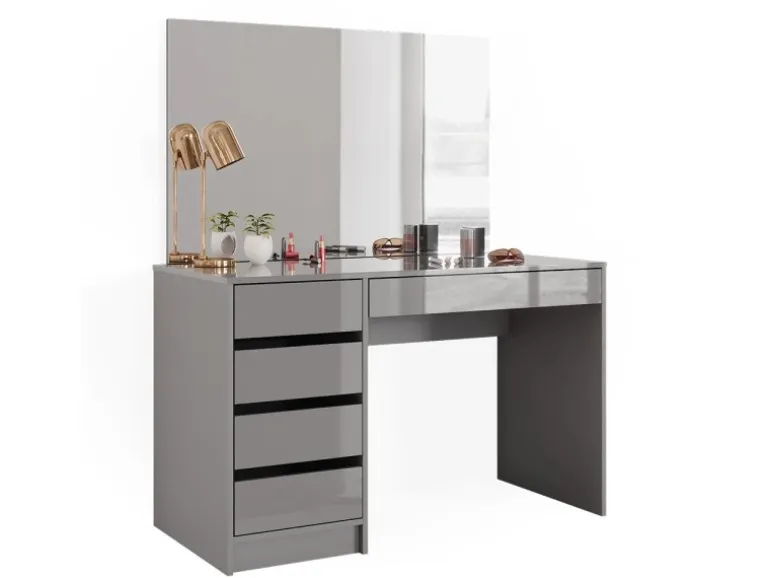 Vicco Schminktisch Sherry Grau 120 cm mit LED Beleuchtung und Hocker