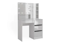 Vicco Schminktisch Sherry Weiß 40 cm mit LED Beleuchtung und Spiegelregal