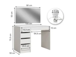 Vicco Schminktisch Thalia Weiß 100 cm mit LED Beleuchtung