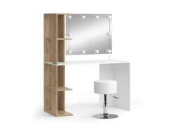 Vicco Schminktisch Tower Weiß/Sonoma/Sonoma 122.2 cm mit Beleuchtung und Hocker