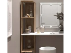 Vicco Schminktisch Tower Weiß/Sonoma/Sonoma 122.2 cm mit Beleuchtung und Hocker