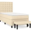 vidaXL Boxspringbett mit Matratze Creme 100x200 cm Stoff1393002