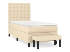 vidaXL Boxspringbett mit Matratze Creme 100x200 cm Stoff1393002