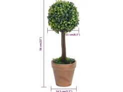vidaXL Künstliche Buchsbäume 2 Stk mit Topf Kugelform Grün 56 cm