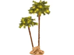 vidaXL Künstliche Doppel-Palme mit LEDs 90 cm   150 cm