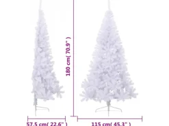 vidaXL Künstlicher Halber Weihnachtsbaum mit Ständer Weiß 180 cm PVC
