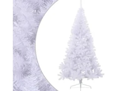 vidaXL Künstlicher Halber Weihnachtsbaum mit Ständer Weiß 180 cm PVC