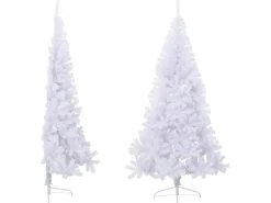vidaXL Künstlicher Halber Weihnachtsbaum mit Ständer Weiß 180 cm PVC