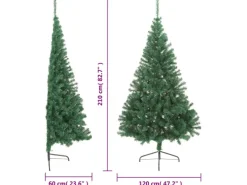 vidaXL Künstlicher Halber Weihnachtsbaum mit Ständer Grün 210 cm PVC